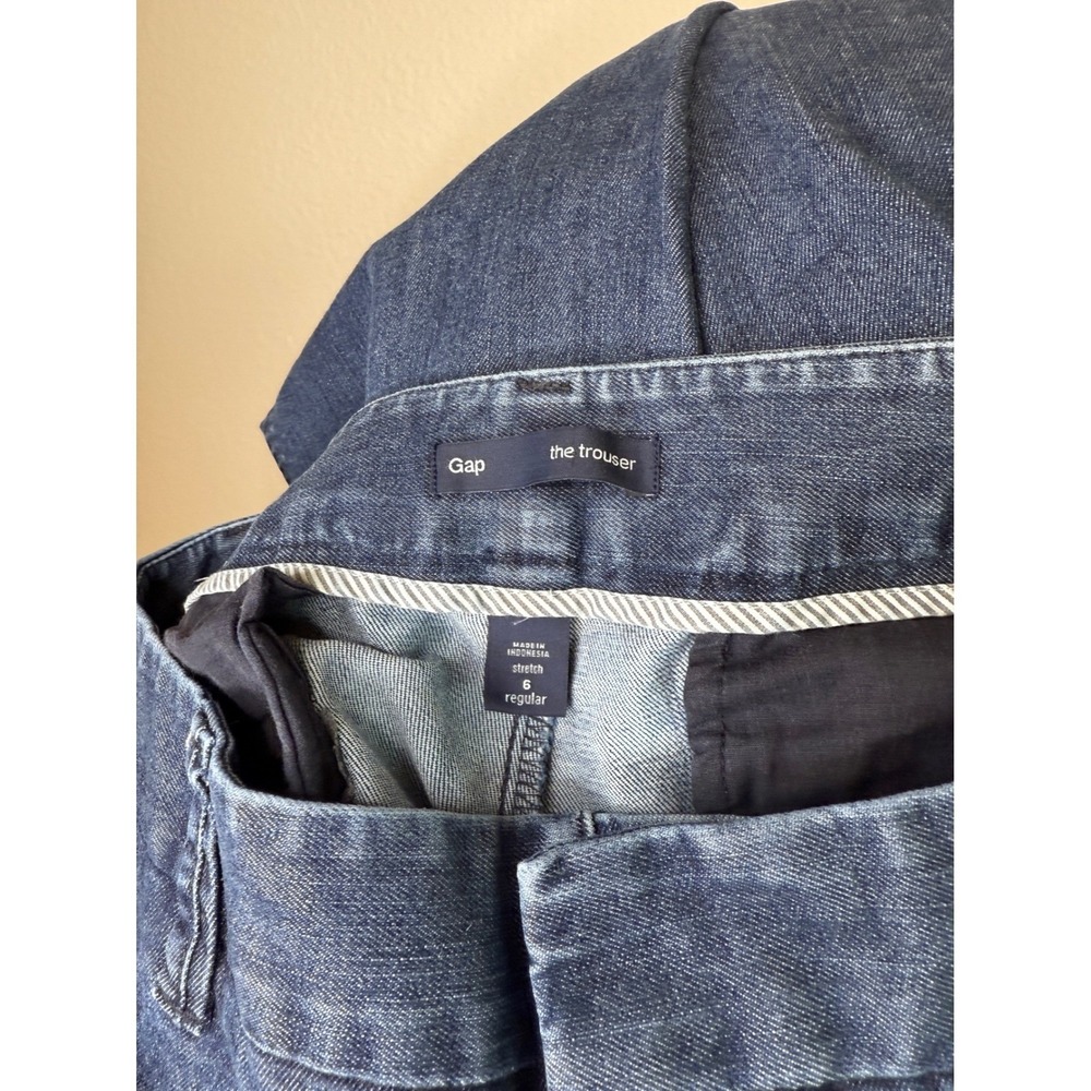 Gap brand Denim Wide Leg Blue cotton blend Casual Women's trousers size 6 reg - Picture 11 of 13